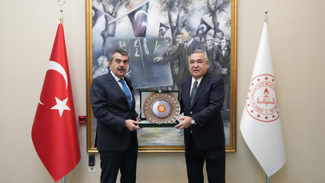 MINISTER YUSUF TEKIN RECEIVED THE AMBASSADOR OF UZBEKISTAN IN ANKARA, MR ALISHER AGZAMHOCAEV, AT HIS OFFICE.